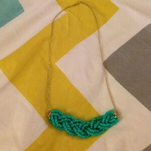 Handmade turquoise beaded braid necklace